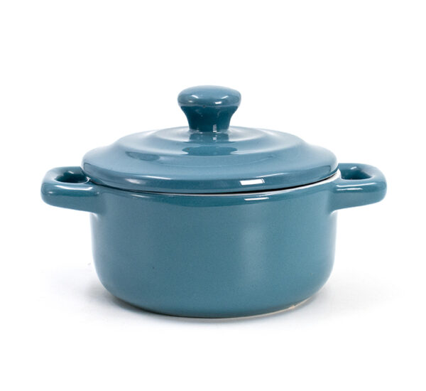 Mini Cazuela Con Tapa y Asas Cerámica Azul (B5110) HOME LIFE (622287)