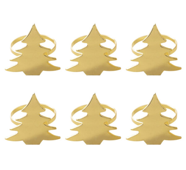 Set Aros 6 Piezas para Servilletas Árboles Dorado SANTINI (180-3300549)